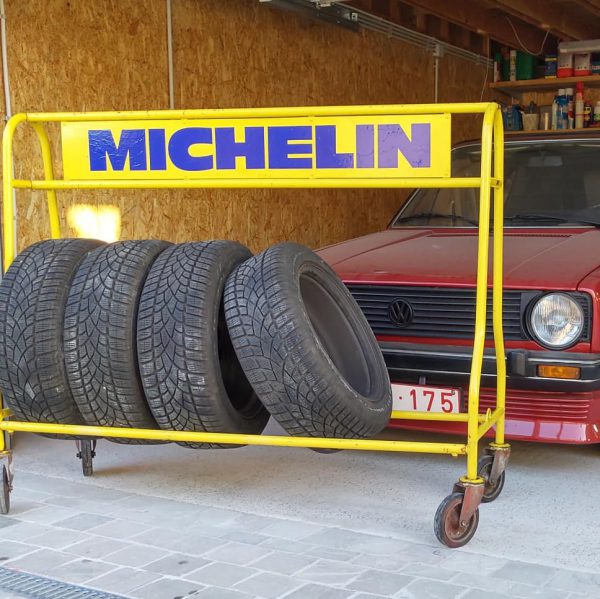 image of a 155 cm wide vintage Michelin tire / wheel rack